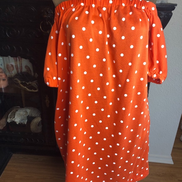 Handmade Red/Orange polka dot Off the shoulder dre - Picture 2 of 4